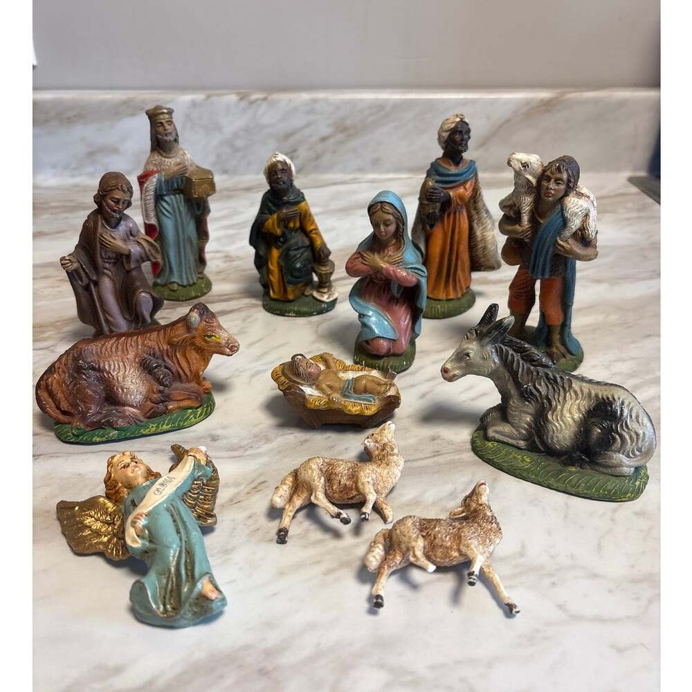 Vintage Made in Italy Nativity Figures Mary Joseph Baby Jesus Wise Men